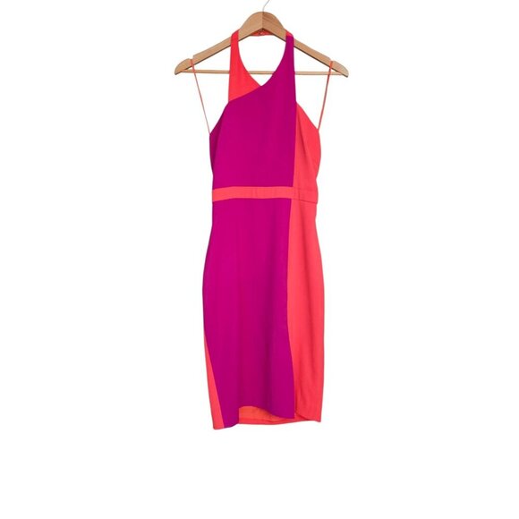 Women's - Badgley Mischka Colorblock Halter Dress, Size 4 - Picture 3 of 10